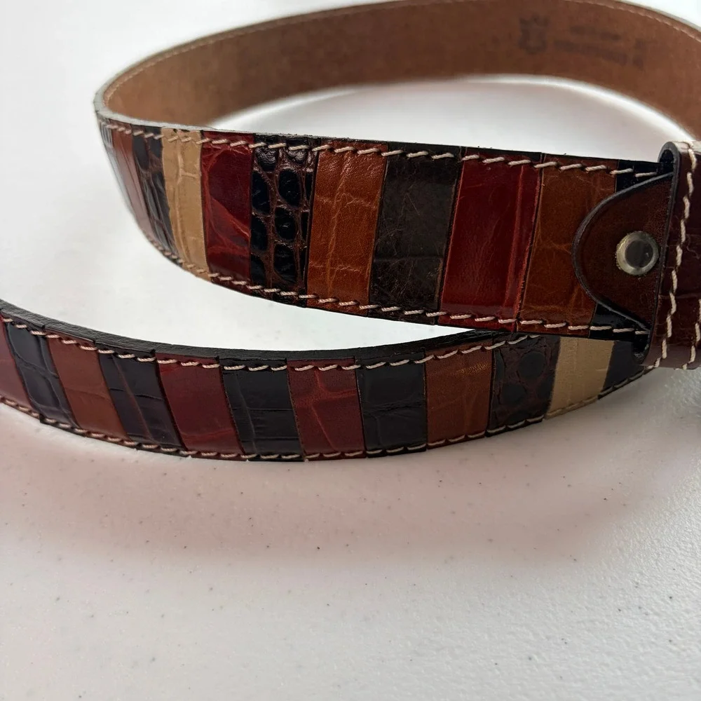 Italian Made Patchwork Leather Belt 'Fratelli Inspired' 110/44 Multicolor